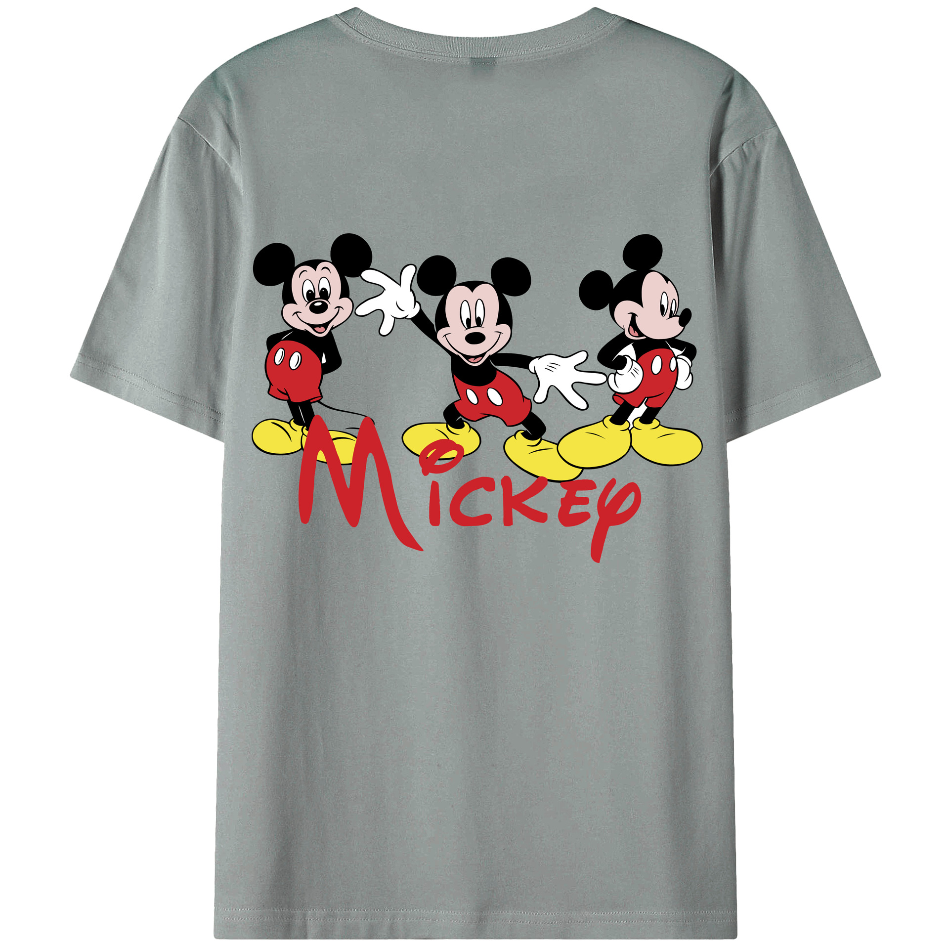 ミッキーマウス Mickey Mouse 綿100％ メンズ半袖Tシャツ（バックプリント） 通気性